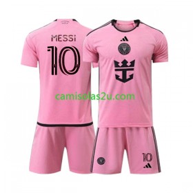 Camisolas de futebol Inter Miami Lionel Messi 10 Criança Equipamento Principal 2024 Manga Curta
